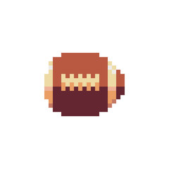 Fototapeta premium Rugby Ball. American football. Pixel art style icon. Sports Equipment. Video game sprite. Stickers design. Isolated vector illustration.