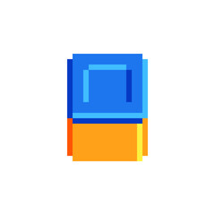 Сube, blue cuboid. Parallelepiped pixel art icon. vector illustration. Isolated vector illustration.,