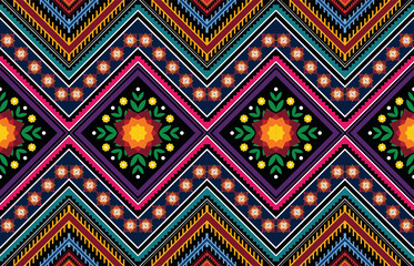 Geometric ethnic pattern vector background. seamless pattern traditional,Design for background, wallpaper, Batik, fabric, carpet, clothing, wrapping, and textile. Colorful ethnic pattern illustration.