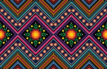 Geometric ethnic pattern vector background. seamless pattern traditional,Design for background, wallpaper, Batik, fabric, carpet, clothing, wrapping, and textile. Colorful ethnic pattern illustration.