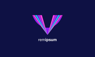 Letter V colorful gradient Logo design. V Letter Design Vector template elements