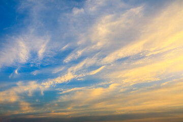 Naklejka na ściany i meble Sky and cloud natural landscape close-up at sunset moment in China