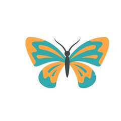 Obraz na płótnie Canvas Decoration butterfly icon flat isolated vector