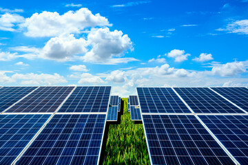 Obraz premium Clean solar panels and beautiful natural landscape in China