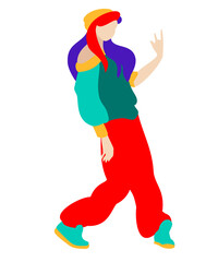 Teen girl dancing pose  illustration