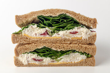 Ricotta sandwich on a white background