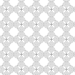 Black and white seamless tile pattern, linear design. Geometric seamless repetitive vector circle shapes background.