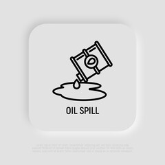 Oil spill thin line icon. Toxic disaster, ecological catastrophe. Vector illustration