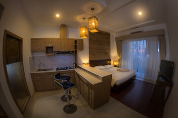 Hotel room, studio.  Vacation concept background