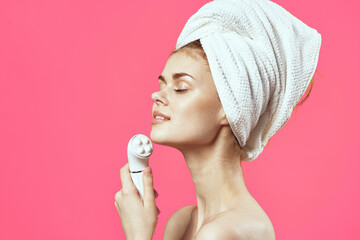 pretty woman naked shoulders clear skin cosmetology spa treatments