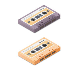 Fototapeta premium Audio tape compact cassette. Colored vector illustration. Music listening. Isolated on white background.