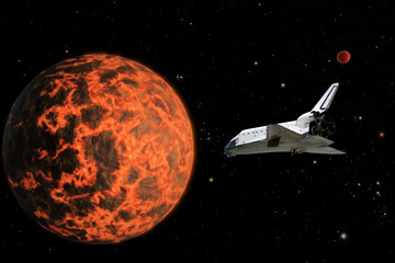 Trip to alien planet. The elements of this image furnished by NASA.