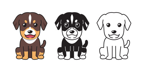 Vector cartoon set of dog for design.