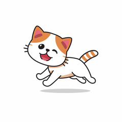 Vector cartoon character exotic shorthair cat running for design.