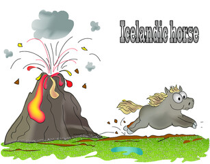 Wulkan konik islandzki - obrazy, fototapety, plakaty