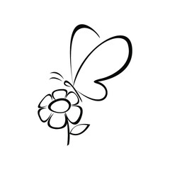 Black flower and butterfly logo isolated on a white background