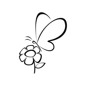 Black flower and butterfly logo isolated on a white background