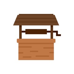 Garden water well icon flat isolated vector