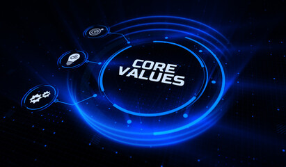 Core values corporate mission vision responsibility innovation business concept. - obrazy, fototapety, plakaty