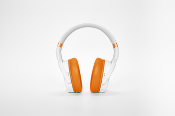 White Orange Headphone on White Background