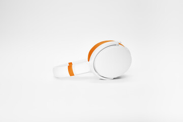 White Orange Headphone on White Background