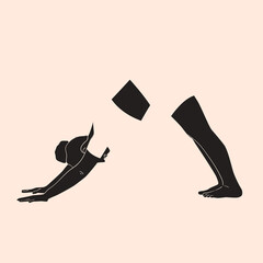 A woman is standing in a yoga pose. Minimalism. Vector illustration.