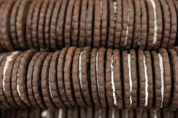 Chocolate chips cookies wallpaper background, cookies in the box in supermarket