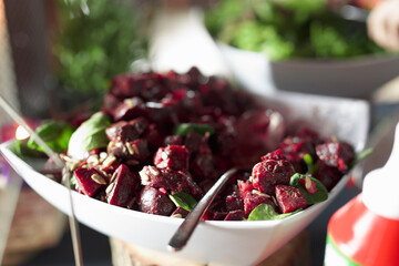 Salad with red beets and mixed seeds. - 449174375
