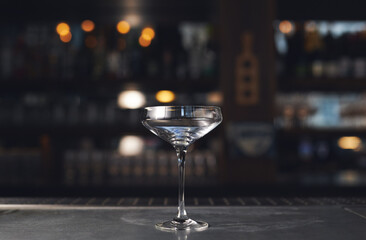 Cocktail glass on bar
