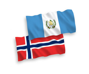 Flags of Norway and Republic of Guatemala on a white background
