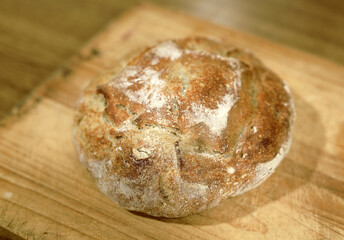 Homemade sourdough bread in a conventional oven. - 449174929