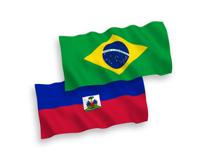 Flags of Brazil and Republic of Haiti on a white background