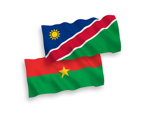 Flags of Burkina Faso and Republic of Namibia on a white background