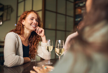 Young woman relaxing with friends in bar