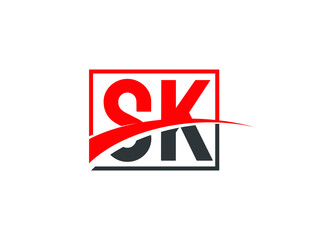 S K, SK Letter Logo Design