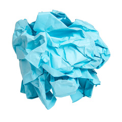 Crumpled paper blue ball isolated on the white background