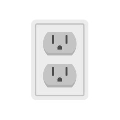 Double power socket icon flat isolated vector