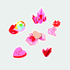 set of love icons stickers for your design