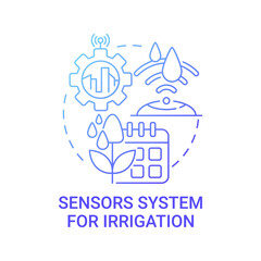 Sensor system for irrigation gradient blue concept icon. Automatic system in city abstract idea thin line illustration. Parks and alleys moisturizing. Vector isolated outline color drawing.