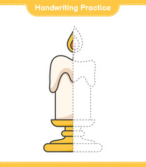Handwriting practice. Tracing lines of Candle. Educational children game, printable worksheet, vector illustration