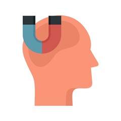 Neuromarketing magnet icon flat isolated vector