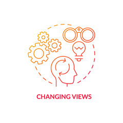 Intelligence formation mechanism red concept icon. Getting formal education. Personal development and realisation abstract idea thin line illustration. Vector isolated outline color drawing.