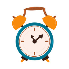 Alarm clock wake-up time isolated on background in flat style. Vector illustration