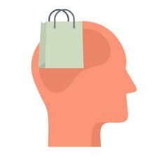 Shop bag neuromarketing icon flat isolated vector