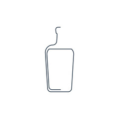 Bottle continuous line liquor in linear style on white background. Solid black thin outline. Modern flat style graphic design. Logo element illustration. Contour drink symbol