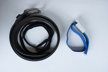 Shot of medical tourniquets on a white surface