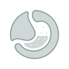Stomach graphic icon. Human stomach sign in the circle isolated on white background. Vector illustration