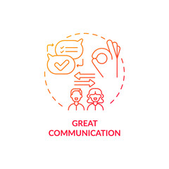 Mutual trust red concept icon. Intelligence modern couple development. Friendship in mature relationship abstract idea thin line illustration. Vector isolated outline color drawing.