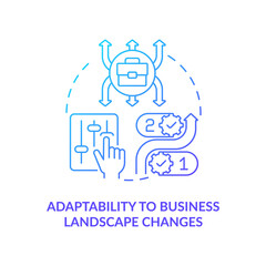 Adaptability to business landscape change blue gradient concept icon. Starting and managing company. Startup launch abstract idea thin line illustration. Vector isolated outline color drawing