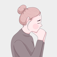 praying girl cartoon illustration